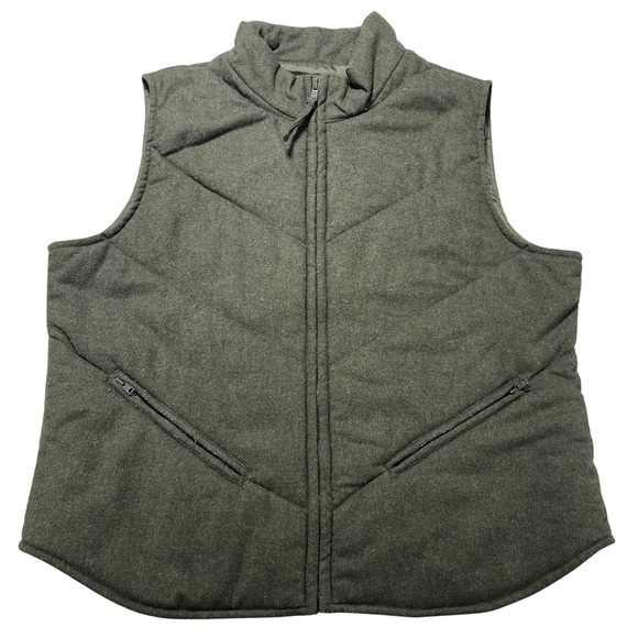 GAP Jackets & Blazers - Gap Vest Womens Large Green Wool Quilted Full Zip Insulated Outdoor Pockets VTG